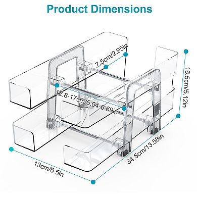 2-Pack Adjustable Soda Can Organizer, 2-Tier Beverage Dispenser for Fridge