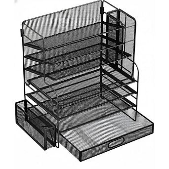 7 tier Desk File Organizer Letter Tray Metal Black