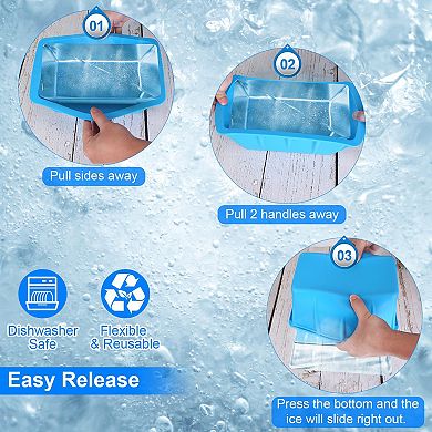 2-Pack 6.6LB Silicone Ice Block Molds for Freezer, Ice Pops, Soup & Seafood