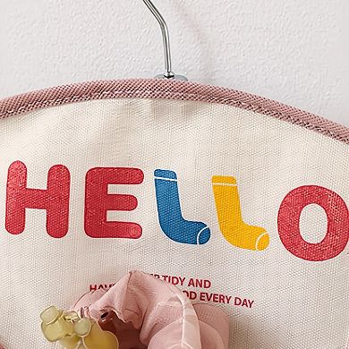 Hanging Wall Storage Organizer with Fabric Multi-Pockets and Striped Accent Design