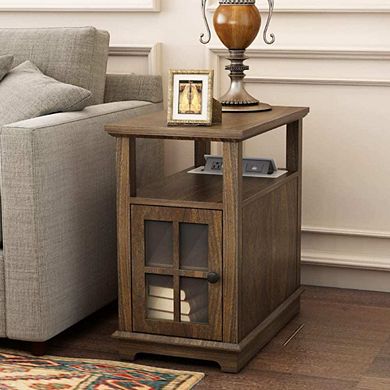 Wooden Nightstand With Charging Station