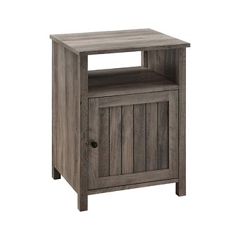 Nightstand With Grooved Farmhouse Door