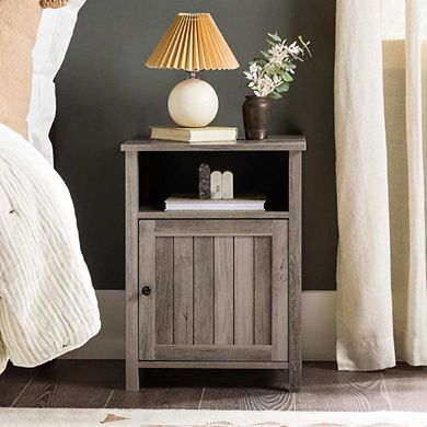 Nightstand With Grooved Farmhouse Door