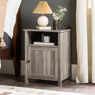 Nightstand With Grooved Farmhouse Door