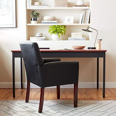 Mahogany Finish Reception Box Arm Chair