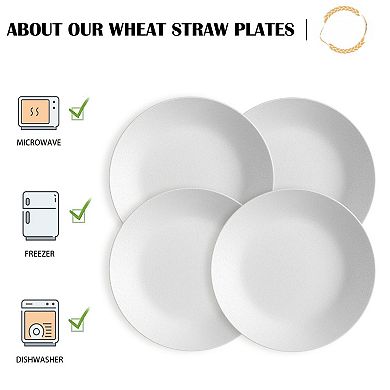 8-Piece 10 Inch Unbreakable Wheat Straw Plates, Reusable Microwave Safe For Camping Kitchen