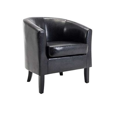 Faux Leather Round Accent Barrel Chair