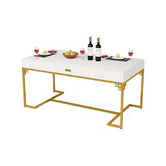 Rectangular Gold Metal Frame Dining Table