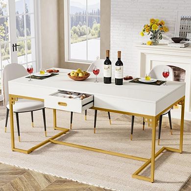 Rectangular Gold Metal Frame Dining Table