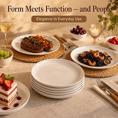 10 Inch Porcelain Dinner Plates Set Of 6 Microwave Dishwasher Safe Scratch Resistant