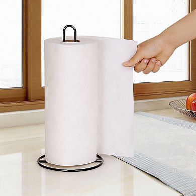 Black Steel Paper Towel Holder Countertop Modern Kitchen Organizer