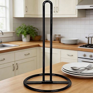 Black Steel Paper Towel Holder Countertop Modern Kitchen Organizer