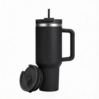 40oz Vacuum Tumbler Handle Straw Leak-Proof Cold 34h Hot 12h