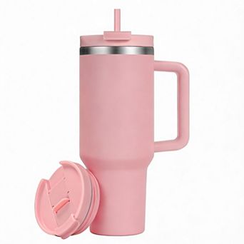 40oz Vacuum Tumbler Handle Straw Leak-Proof Cold 34h Hot 12h