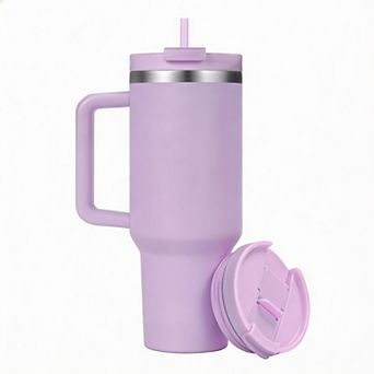 40oz Vacuum Tumbler Handle Straw Leak-Proof Cold 34h Hot 12h