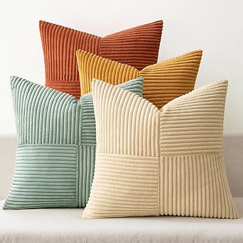 Set of 4 Teal Orange Boho Throw Pillow Covers