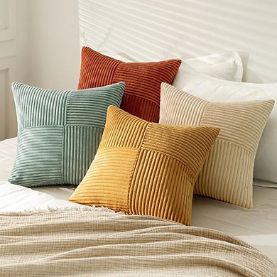 Set of 4 Teal Orange Boho Throw Pillow Covers