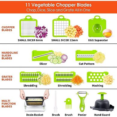 14-in-1 Vegetable Chopper with 8 Blades, Slicer Dicer and Container