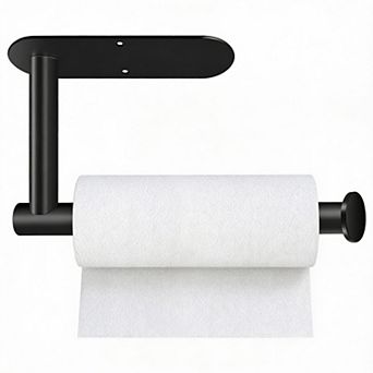 Black Stainless Steel Under-Cabinet Paper Towel Holder Self-Adhesive or Drill Mount