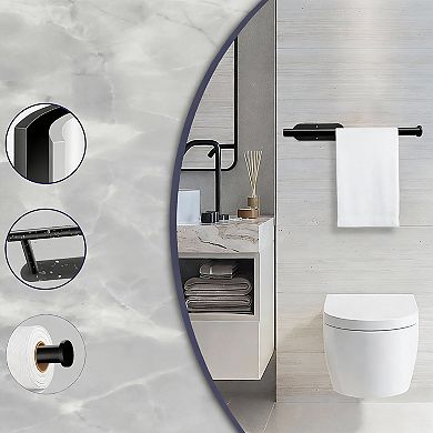 Black Stainless Steel Under-Cabinet Paper Towel Holder Self-Adhesive or Drill Mount