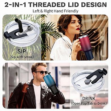 40oz Triple-Wall Leakproof Tumbler 34h Cold 10h Hot Gift