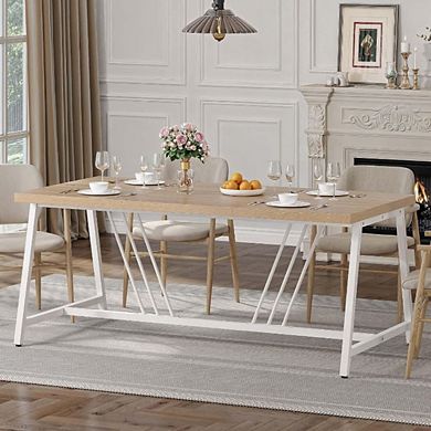 Farmhouse Metal Legs Dining Table