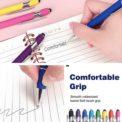 8 Pack Retractable Stylus Ballpoint Pens Black Ink