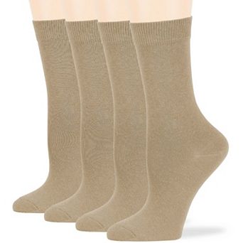Women's Cotton Dress Socks, 4 Pack, Solid, Casual, Crew, Lightweight, Breathable & Everyday Socks
