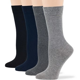 Women's Cotton Dress Socks, 4 Pack, Solid, Casual, Crew, Lightweight, Breathable & Everyday Socks
