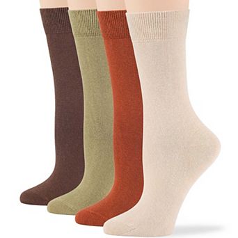 Women's Cotton Dress Socks, 4 Pack, Solid, Casual, Crew, Lightweight, Breathable & Everyday Socks