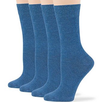 Women's Cotton Dress Socks, 4 Pack, Solid, Casual, Crew, Lightweight, Breathable & Everyday Socks