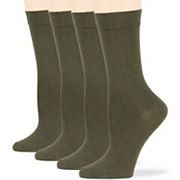 Women's Cotton Dress Crew Socks - 4 Pack - Olive Green Shoe Size 5-9
