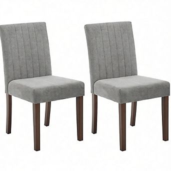 Dining Chairs Set of 2, High Back Parsons Chairs with Soft Fabric Seat and Solid Wood Legs