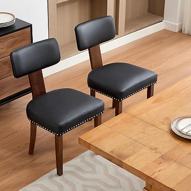 Dining Chairs Set of 2, Modern Upholstered Kitchen Chairs with Hardwood Frame & Ergonomic Back