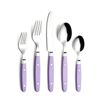 Flatware Set With Rivet Lilac Handle