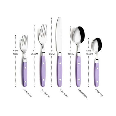 Flatware Set With Rivet Lilac Handle