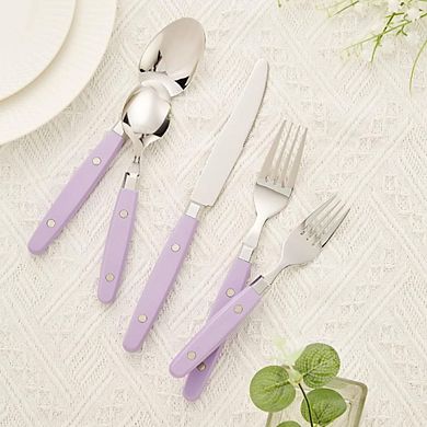 Flatware Set With Rivet Lilac Handle