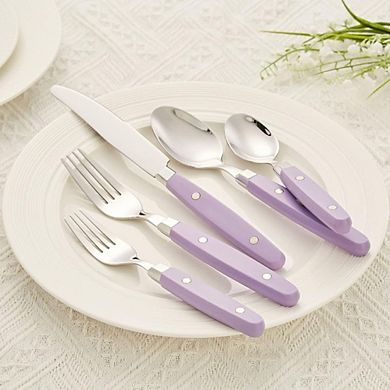 Flatware Set With Rivet Lilac Handle
