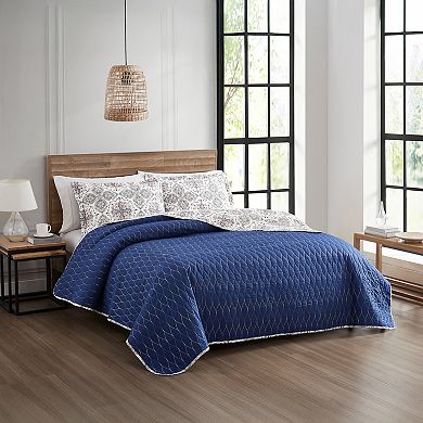 Modern Threads Reversible Cotton Floral Quilt Set