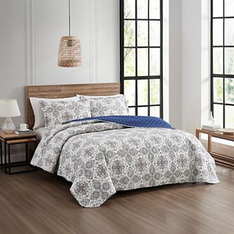Modern Threads Reversible Cotton Floral Quilt Set