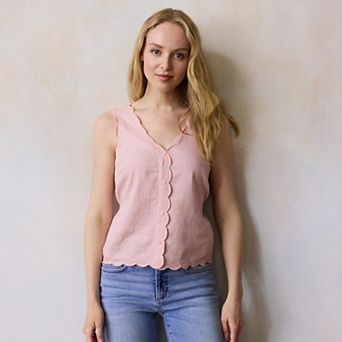 Women's LC Lauren Conrad Scallop Edge Waist Tie Top