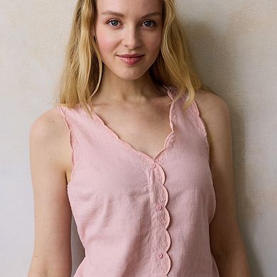 Women's LC Lauren Conrad Scallop Edge Waist Tie Top