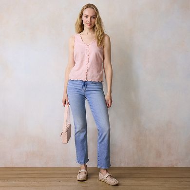 Women's LC Lauren Conrad Scallop Edge Waist Tie Top