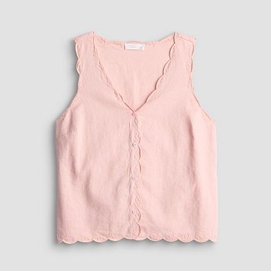 Women's LC Lauren Conrad Scallop Edge Waist Tie Top