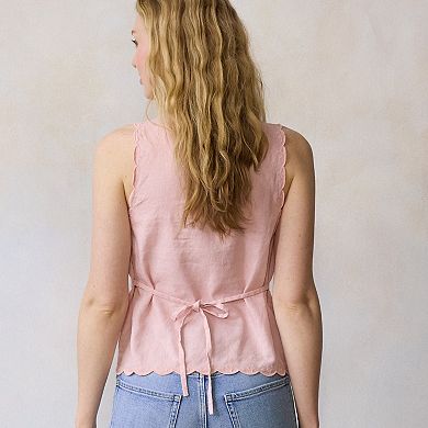 Women's LC Lauren Conrad Scallop Edge Waist Tie Top