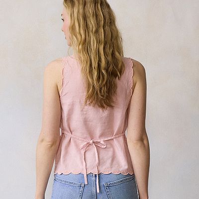 Women's LC Lauren Conrad Scallop Edge Waist Tie Top