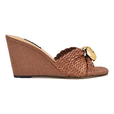 Nine West Nessla Women's Slip-On Wedge Sandals Square Toe