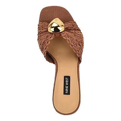 Nine West Nessla Women's Slip-On Wedge Sandals Square Toe