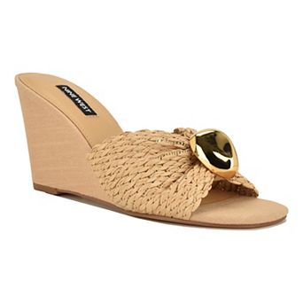 Nine West Nessla Women's Slip-On Wedge Sandals Square Toe