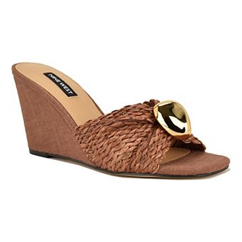 Nine West Nessla Women's Slip-On Wedge Sandals Square Toe